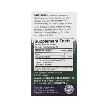 Для мозку Lion's Mane Host Defense (30 caps)