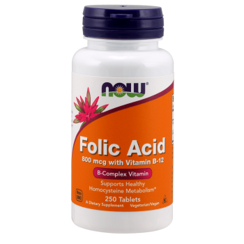 Витамины и минералы для женщин Folic Acid 800 mcg with Vitamin B-12 (250 tab)