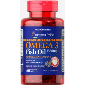Омега (рыбий жир) Omega 3 Triple Strength 1360 mg (60 caps)