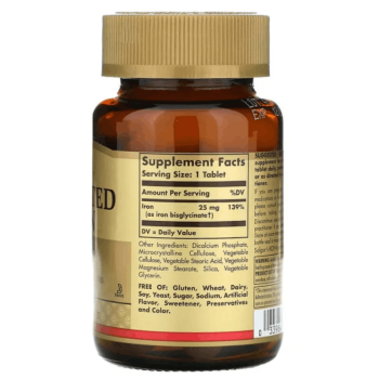 Железо Solgar Chelated Iron 25 mg (100 tab)