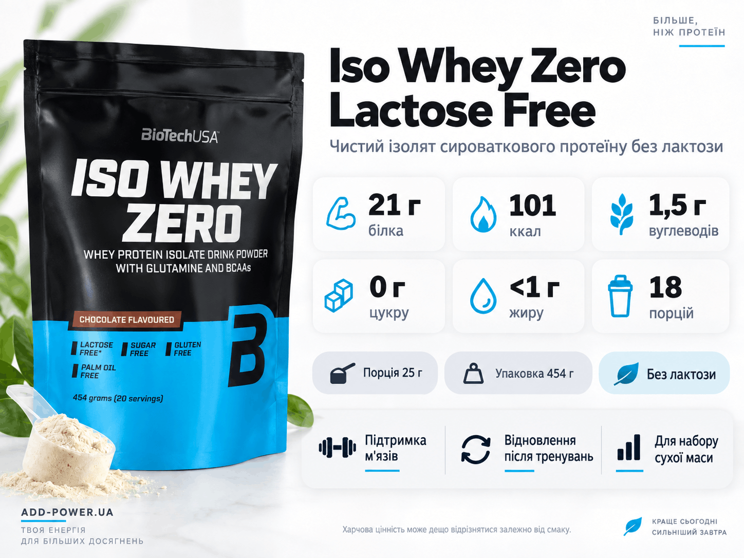 Основні переваги BioTechUSA Iso Whey Zero Lactose Free
